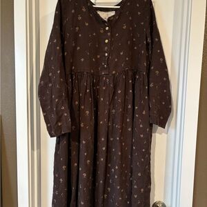 notPERFECTLINEN Brown Floral Midi Dress